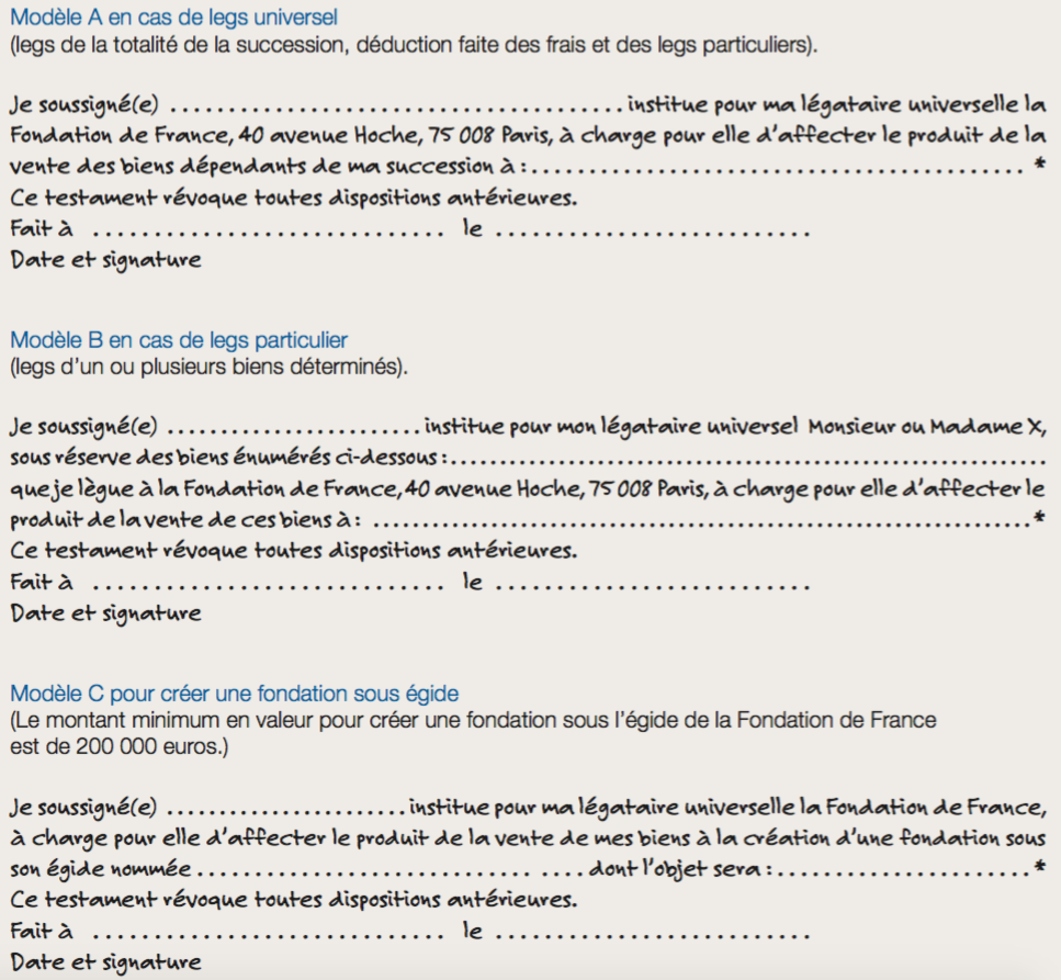 Exemple De Testament Olographe Legs Universel – Novo Exemplo
